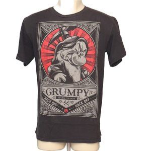 Disney Seven Dwarfs  Grumpy Back Off Construction Warning T-Shirt Medium